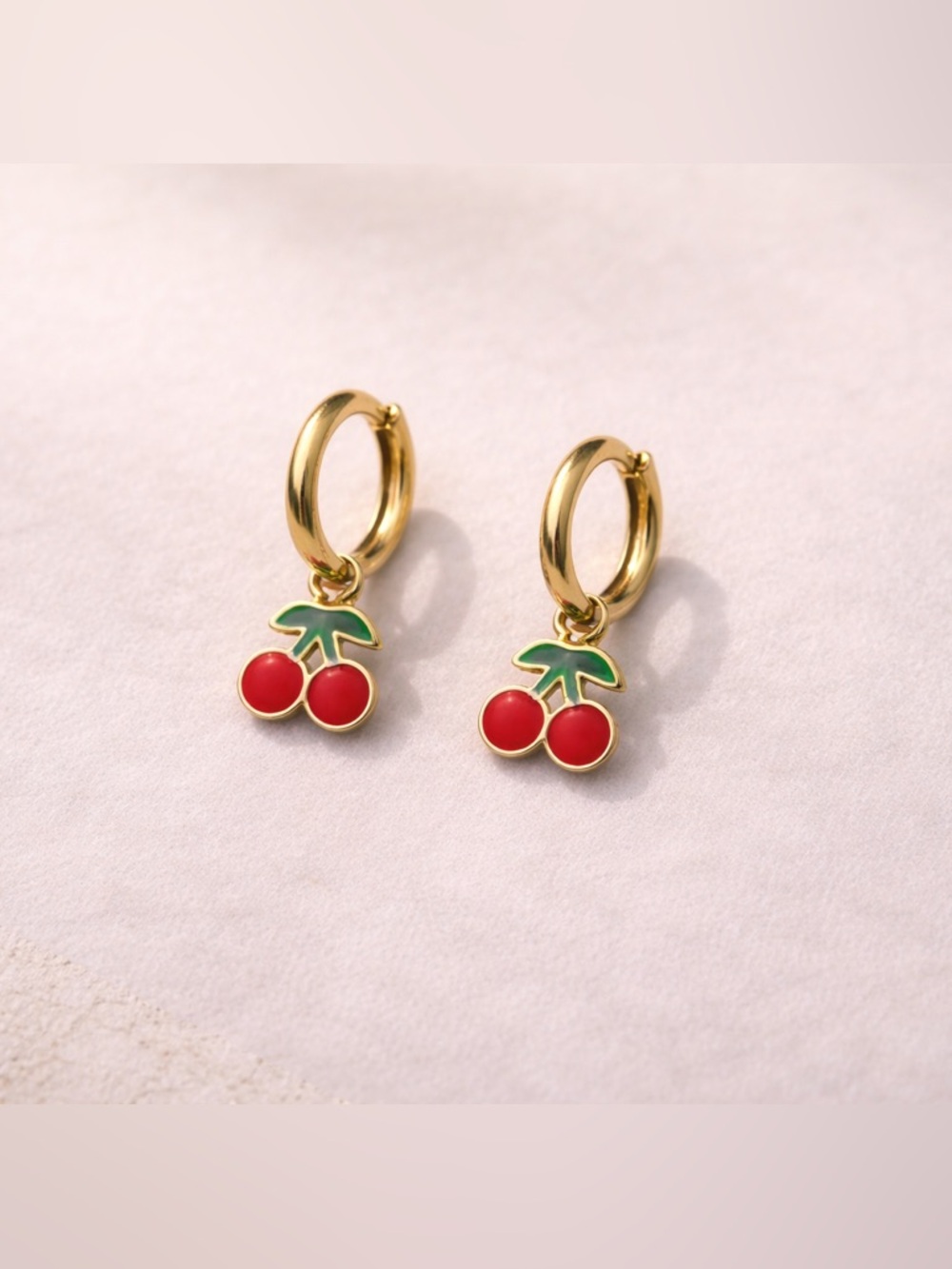 🎂Gold Cherry Hoop Earrings